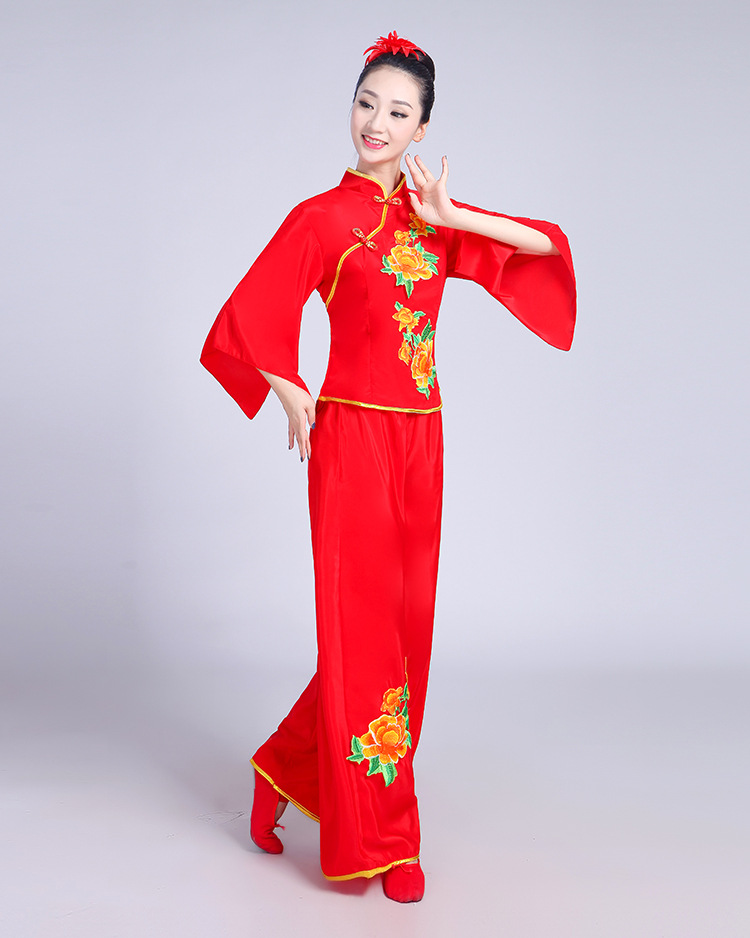 2018新款秧歌服演出服老年广场舞服装女成人民族舞扇子舞蹈服套装