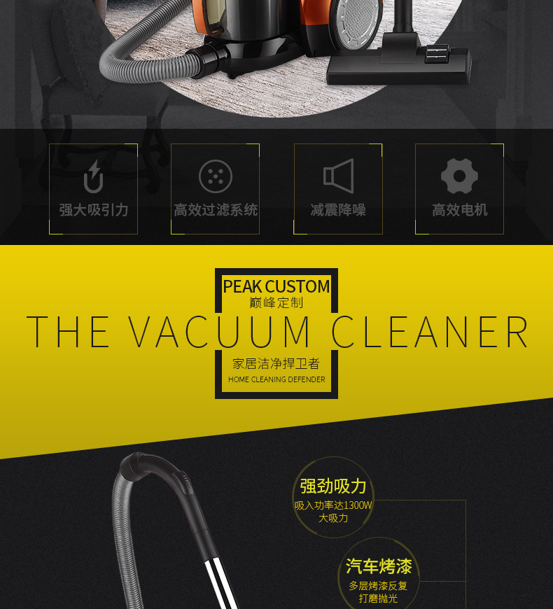 出口品质spandy家用强力地毯除螨卧式超静音无耗材吸尘器