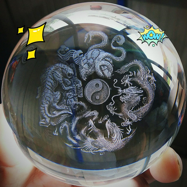 四大神兽水晶球摆件青龙白虎朱雀玄武招财辟邪镇宅酒店玄关装饰