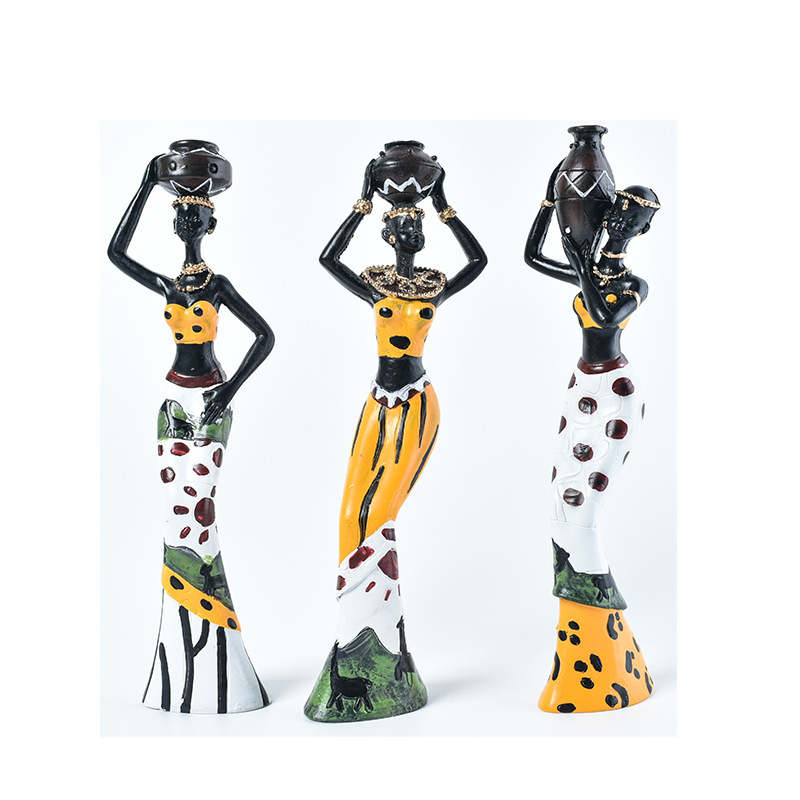 Factory Wholesale Exotic Doll African Character Three-Piece Set Resin Decorations Creative Home Gift Decorations