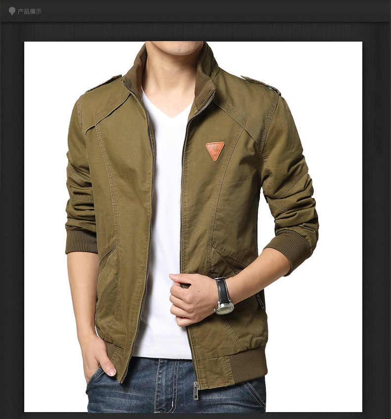 跨境外贸秋男士夹克纯棉休闲外套户外工装水洗美式jacket男装8533