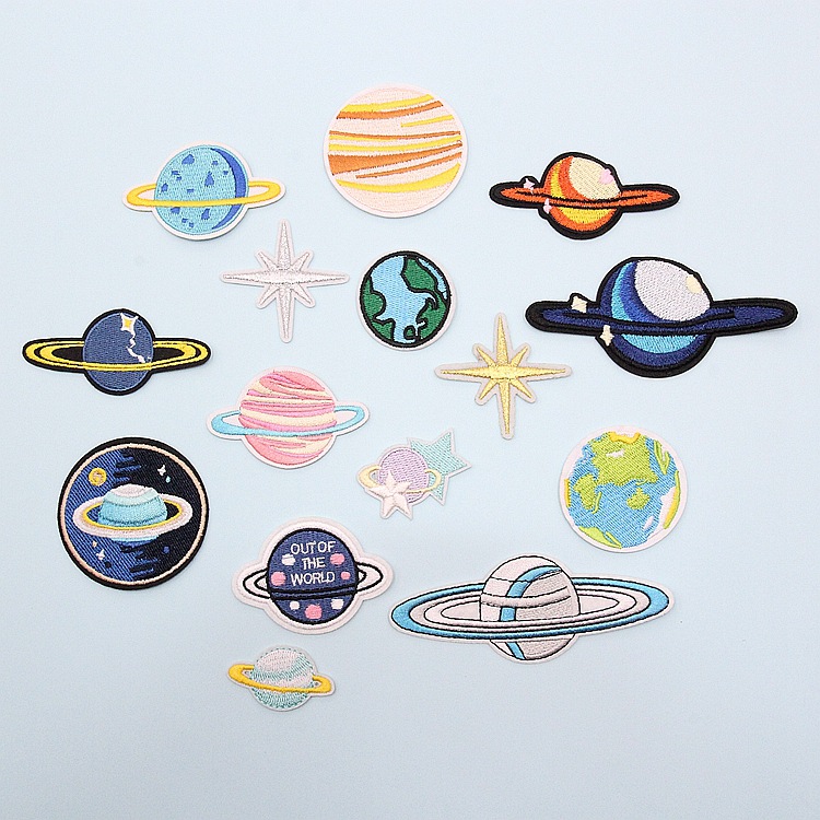 厂家现货星球星星宇航员太空系列时尚布贴刺绣套装服装帽子补丁