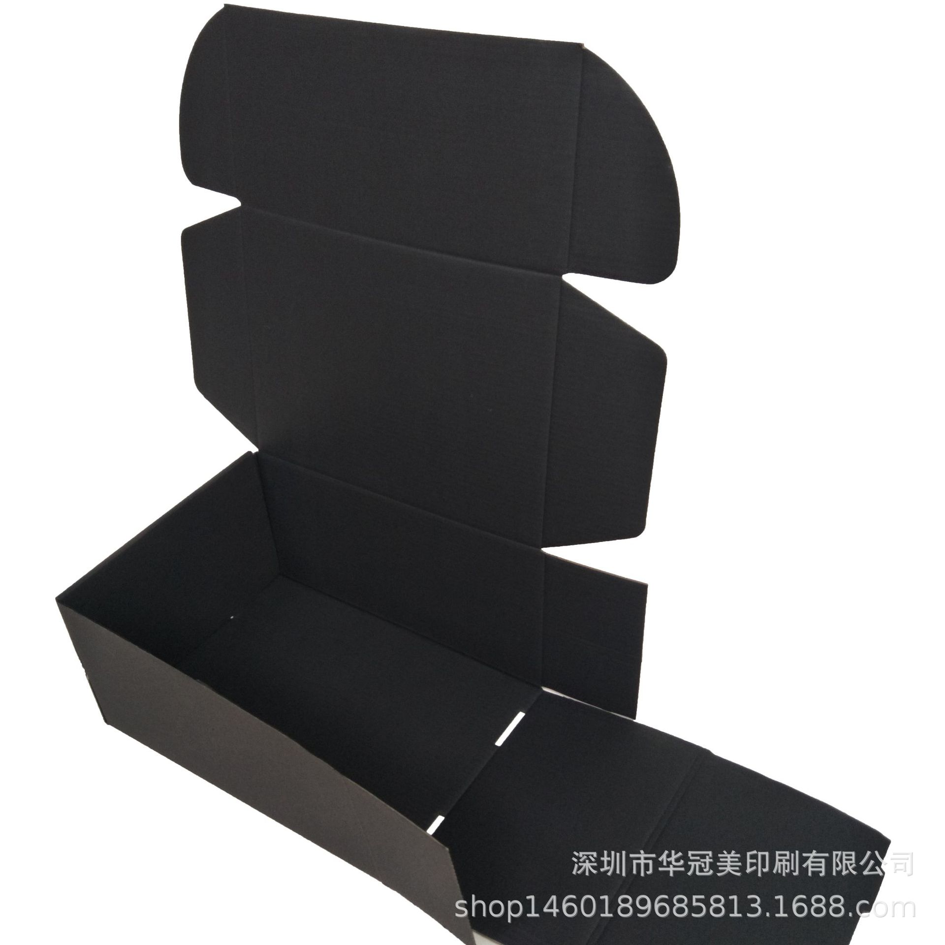 工厂定制黑色瓦楞纸飞机盒黑卡纸烫银飞机盒双面黑色服装飞机盒