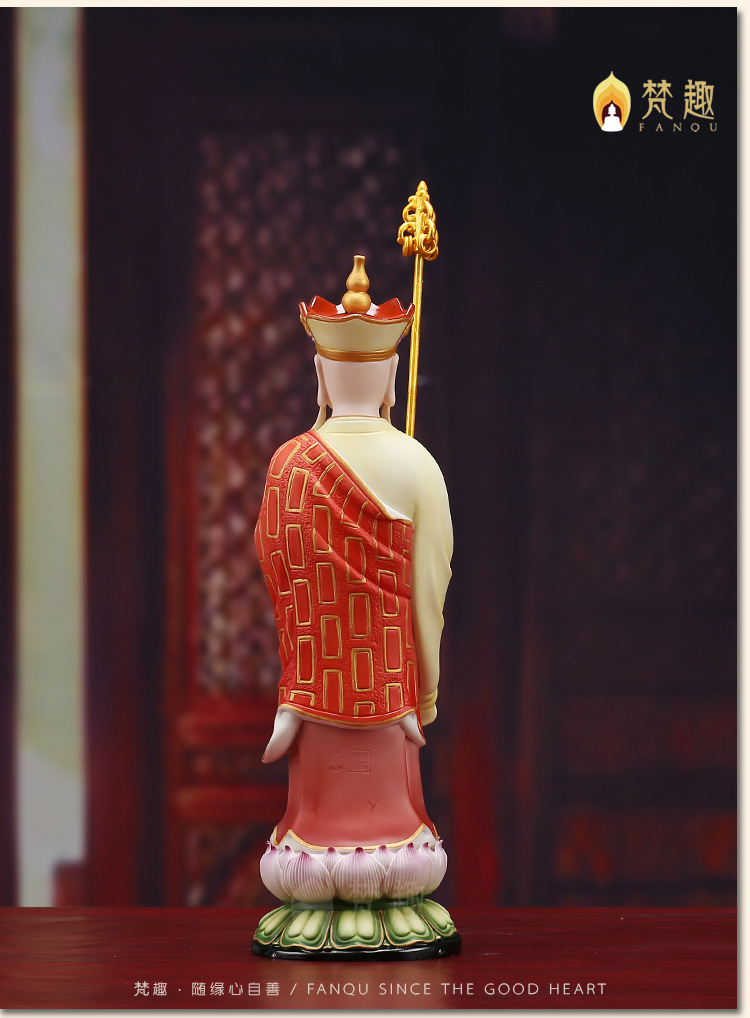 梵趣德化白瓷工艺品陶瓷彩绘地藏王佛像立式戴帽地藏菩萨供奉摆件