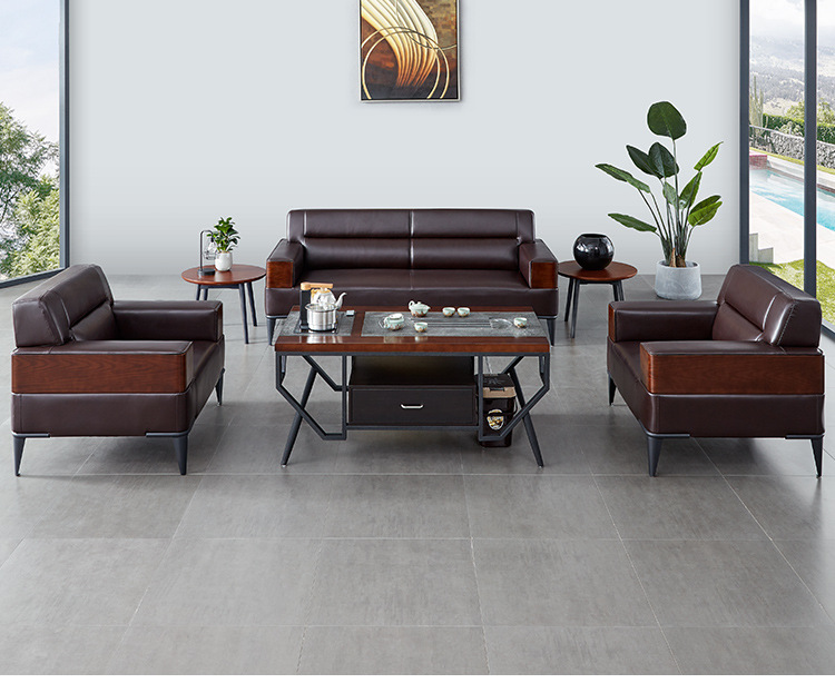 办公沙发商务接待洽谈会客老板总经理总裁办公室真皮沙发简约现代