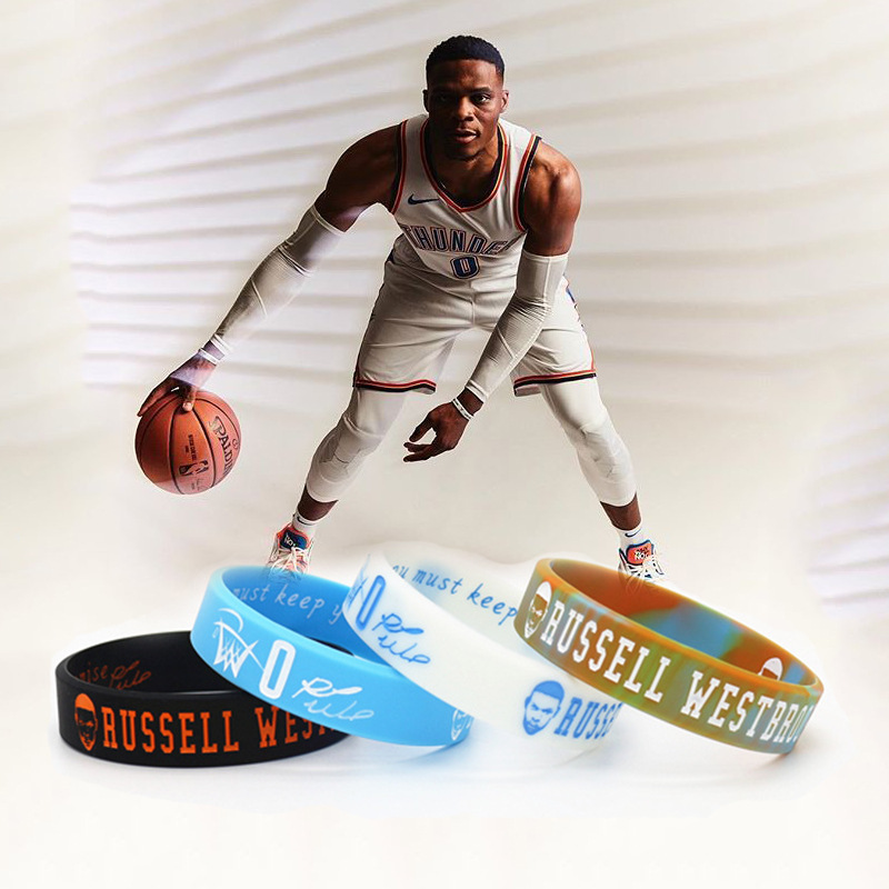 nba雷霆队球星0号威斯布鲁克头像励志手环熔岩迷彩夜光硅胶腕带
