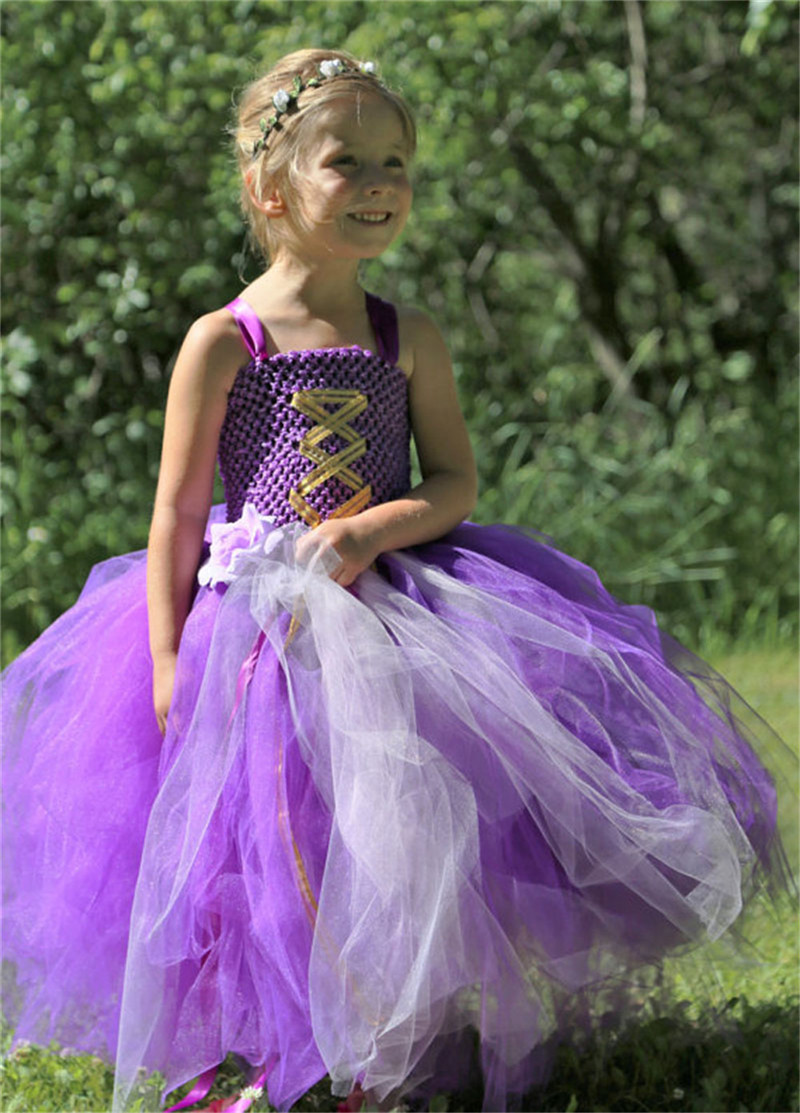 ins新款紫色婚礼女孩花童裙傧相礼服裙儿童摄影表演服一件代发