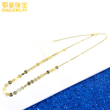 鄂豪珠宝 choker18k金颈链Au750黄金色性感锁骨链正品时尚项链