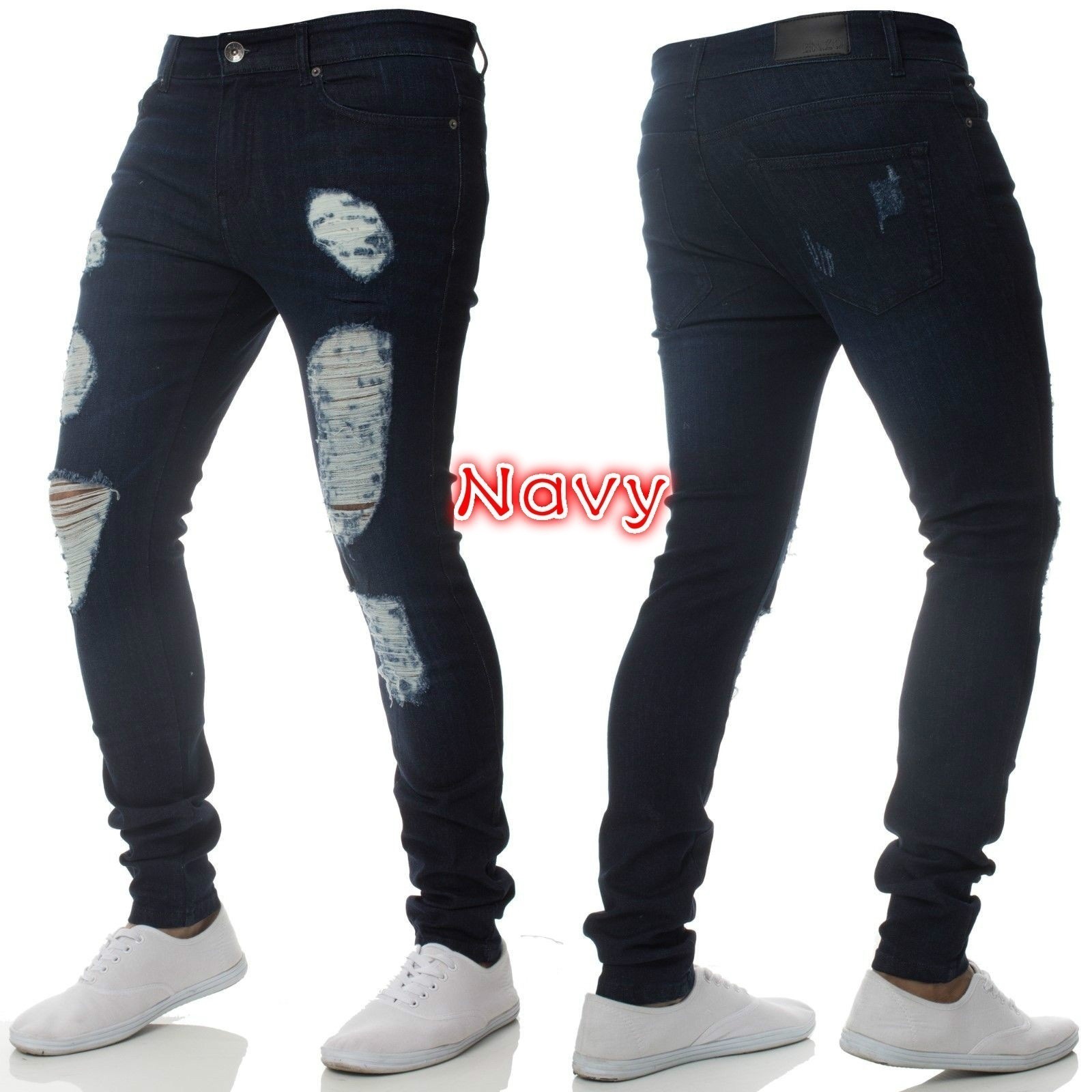 European and American Aliexpress New Denim Men's Pants Cross-Border Foreign Trade Ripped Trendy Black Slim High Waist Jeans Men