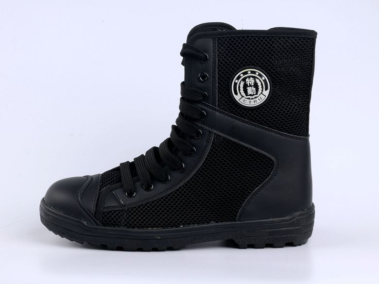 男保安鞋特勤靴黑色帆布透气特训靴网面高帮夏季作训鞋