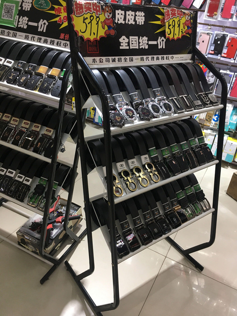 促销皮带展示架 落地腰带架 铁艺带盒皮带架 服装皮具陈列架 货架