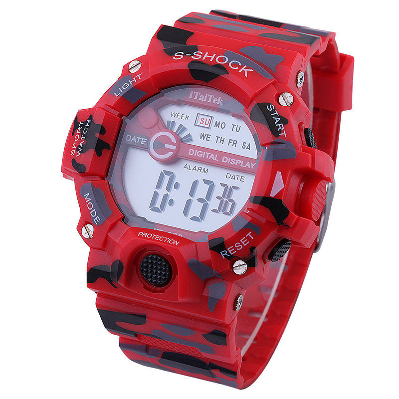 Aitaitek Sports Electronic Watch Fashion Waterproof Electronic Watch Digital Display Watch Camouflage Watch