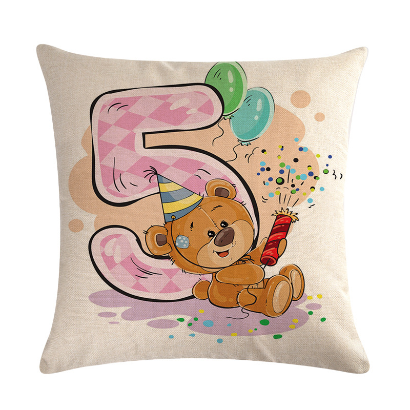 跨境专供卡通小熊数字系列亚麻抱枕套靠垫套速卖通亚马逊eabyd332