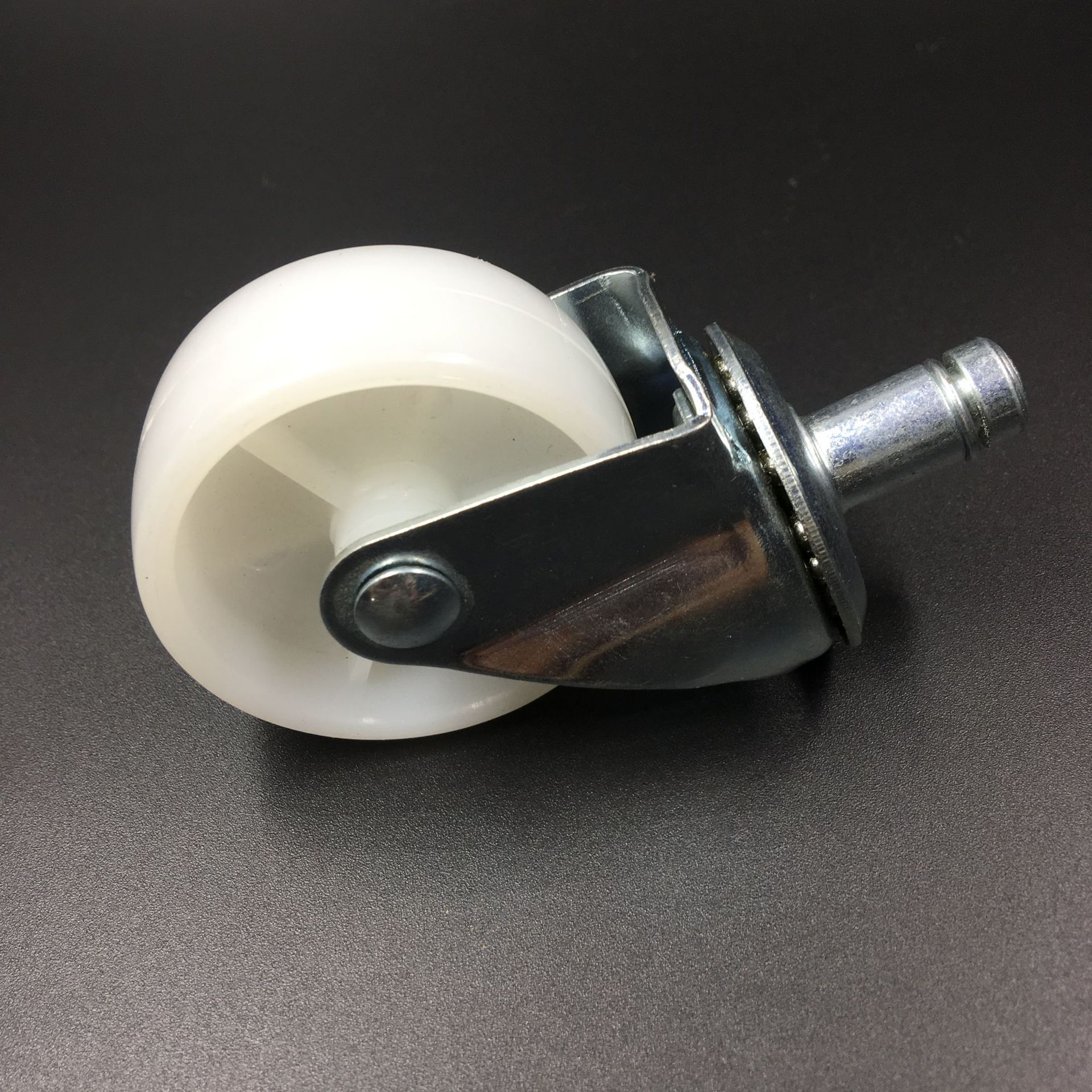 白pp2寸插杆式万向脚轮 轻型办公椅餐车推车尼龙轮子家具工业脚轮