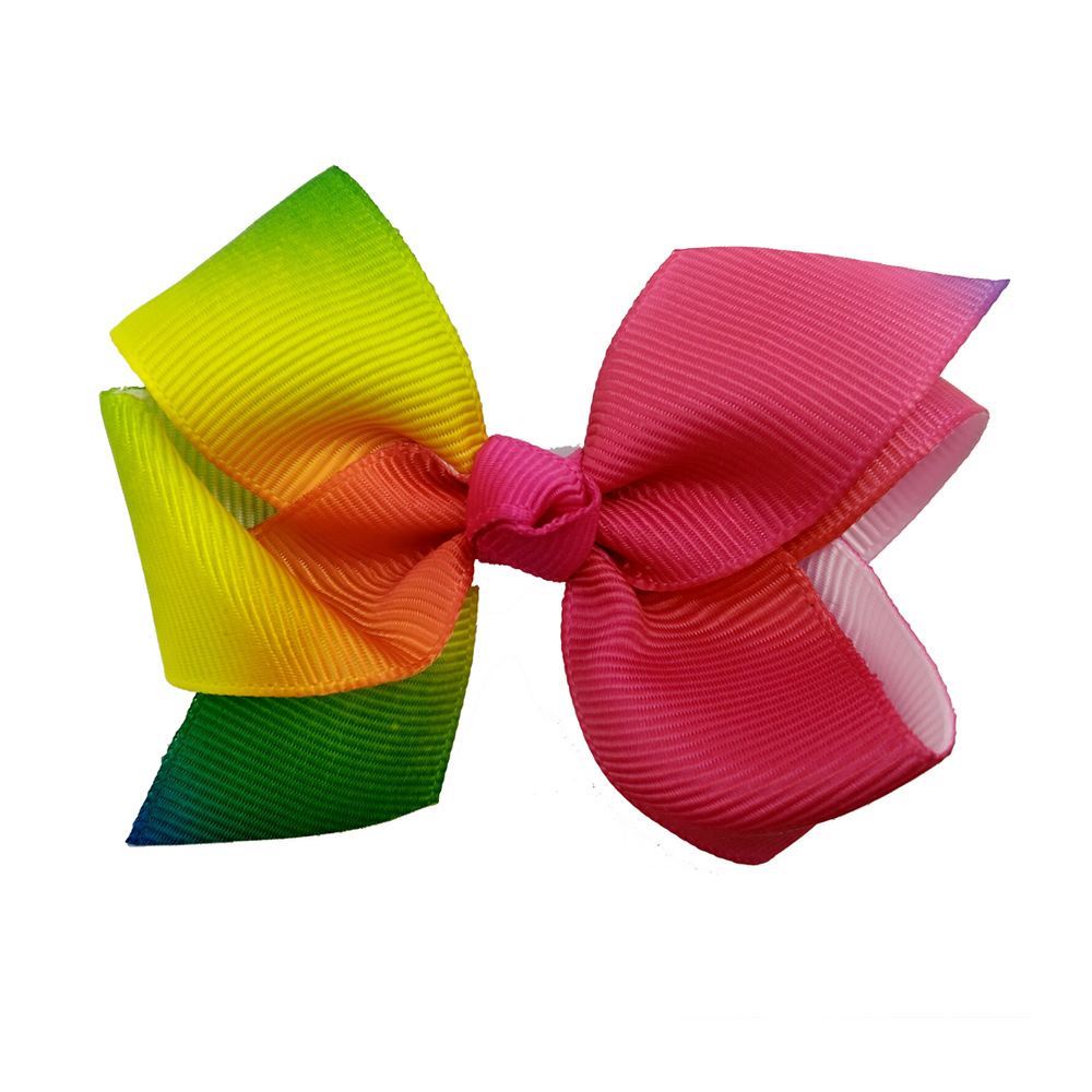 2017 欧美新款 七彩虹蝴蝶结泡泡花罗纹带发夹 厂家爆款 4款选