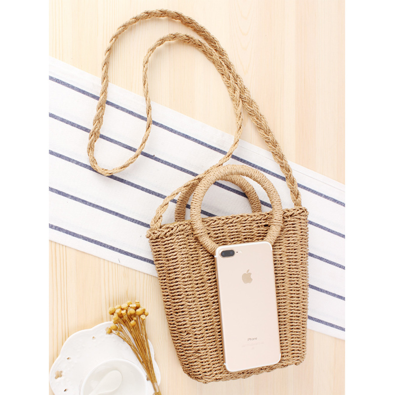 New Fresh Hand Carrying Crossbody Dual-Use Woven Bag Ins Vacation Beach Straw Bag Women's Paper Bag