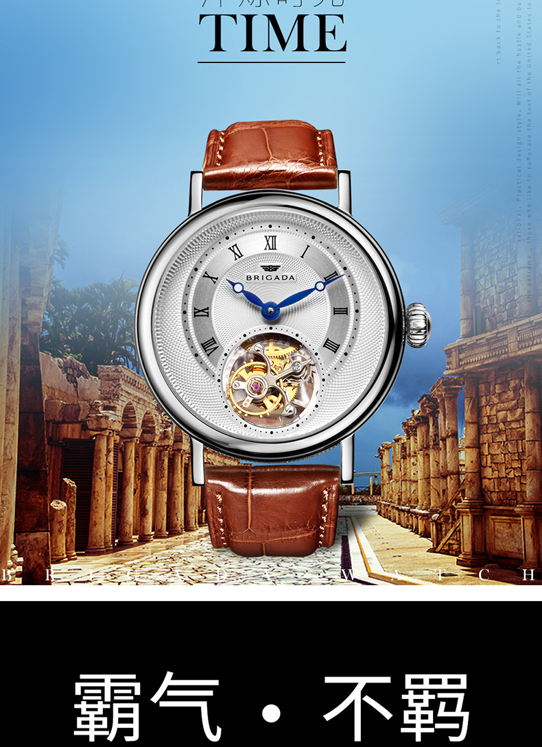 宝茄达 瑞士正品全自动镂空机械男款欧美流行外贸陀飞轮手表男