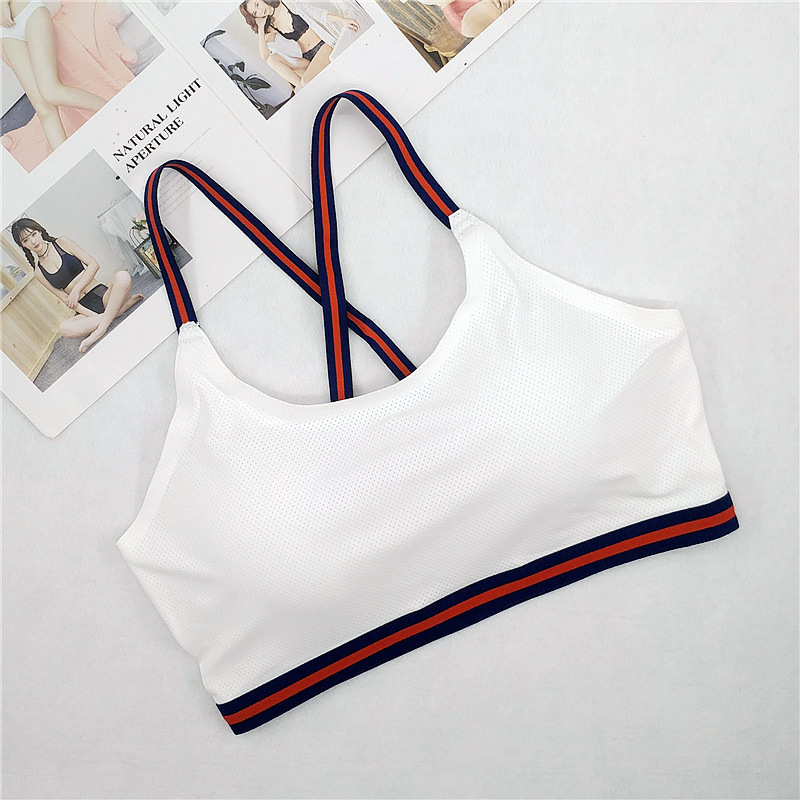 无钢圈学生少女冰丝文胸性感裹胸抹胸吊带背心缕空交叉背带内衣女