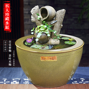 景德镇陶瓷水缸米缸瓷器储物缸50-200斤花园景观缸金鱼养鱼睡莲缸