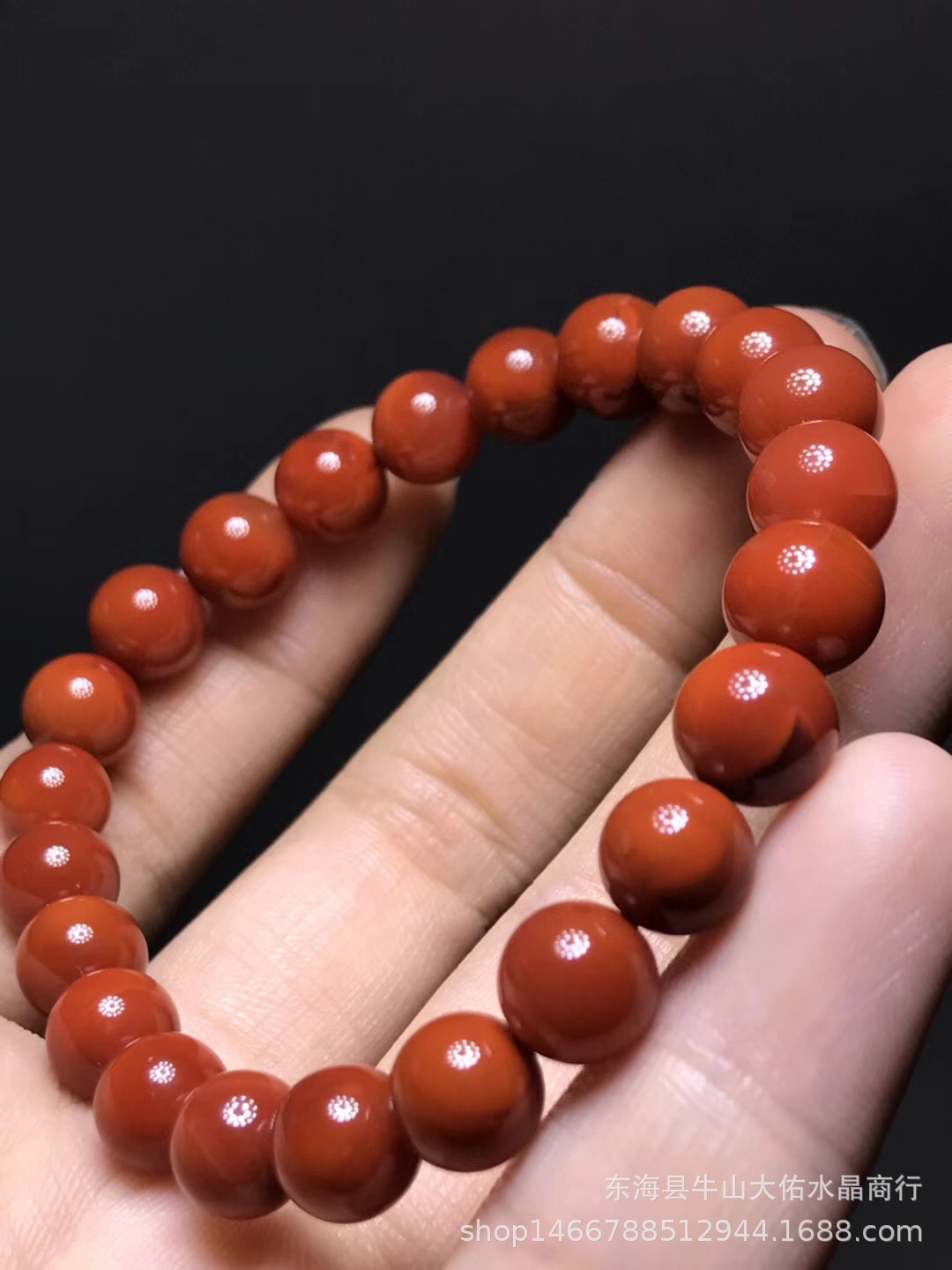 天然川料南红手链无优化无烤色男女情侣手串饰品礼物