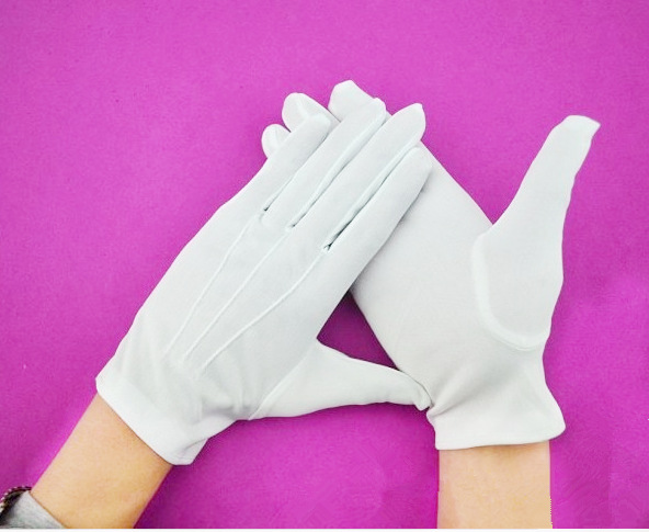 三筋白色礼仪手套尼龙涤纶保安执勤薄珠宝表演魔术防护速卖通爆款