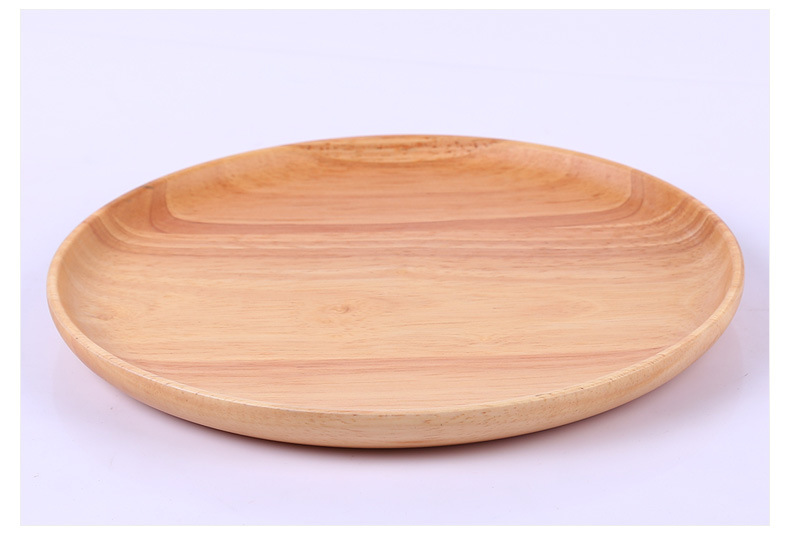 厂家供应日式橡胶木圆盘多规格点心碟实木面包小托盘创意木盘子