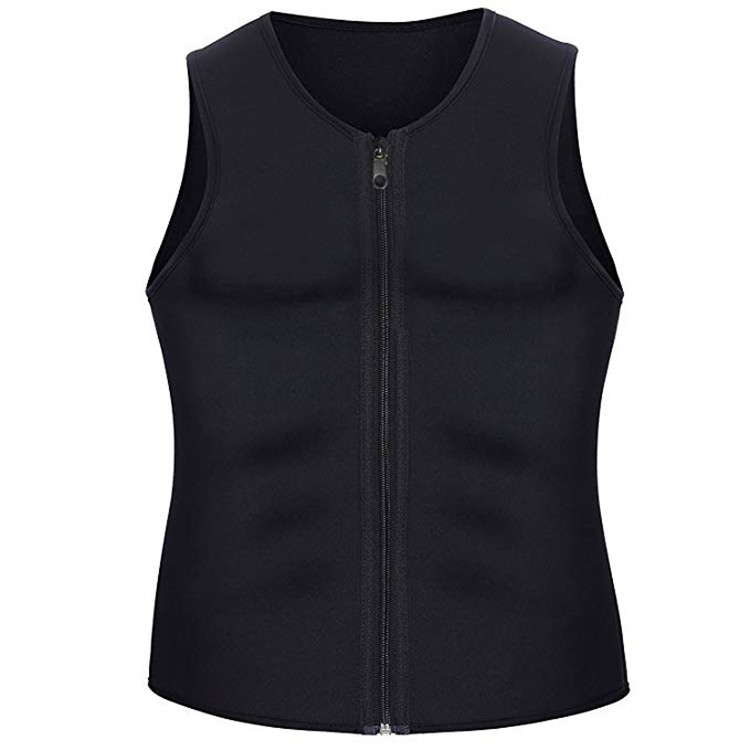 European and American Large Size Belly and Waist Shaping Men's Zipper Vest Corset Burst into Sweat Workout Clothes Neoprene Corset