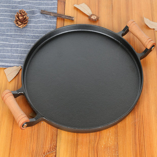 煎饼锅铸铁煎饼鏊子家用烙饼锅加厚煎饼果子锅摊煎饼烤肉盘平底锅
