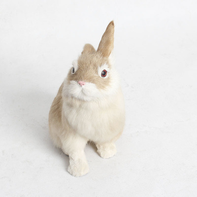 仿真小兔子模型皮毛动物玩具玩偶公仔儿童生日礼物手工工艺品摆件