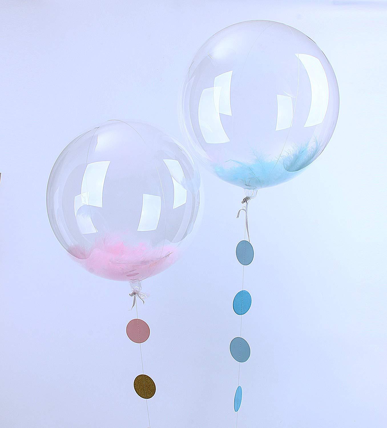 跨境专供亚马逊彩色羽毛透明波波球18寸婚庆派对生日节庆节日装饰