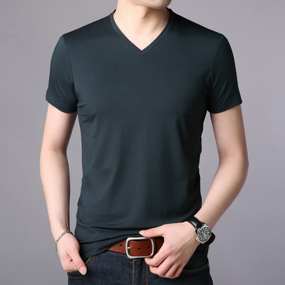 1869款 鸡心领纯色短袖t恤