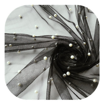 涤纶24a网布珍珠洞洞布机器钉珠婚礼婚纱敬酒服面料轻薄傣族布纱