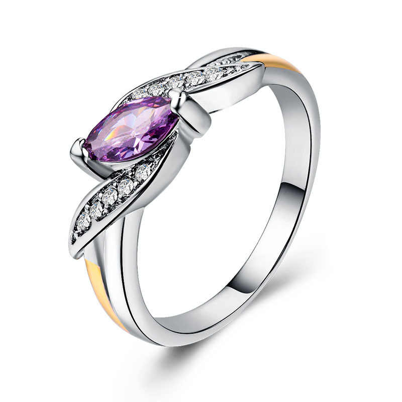 欧美wish外贸ebay热卖ring女士戒指马眼形锆石镀银首饰品批发直销