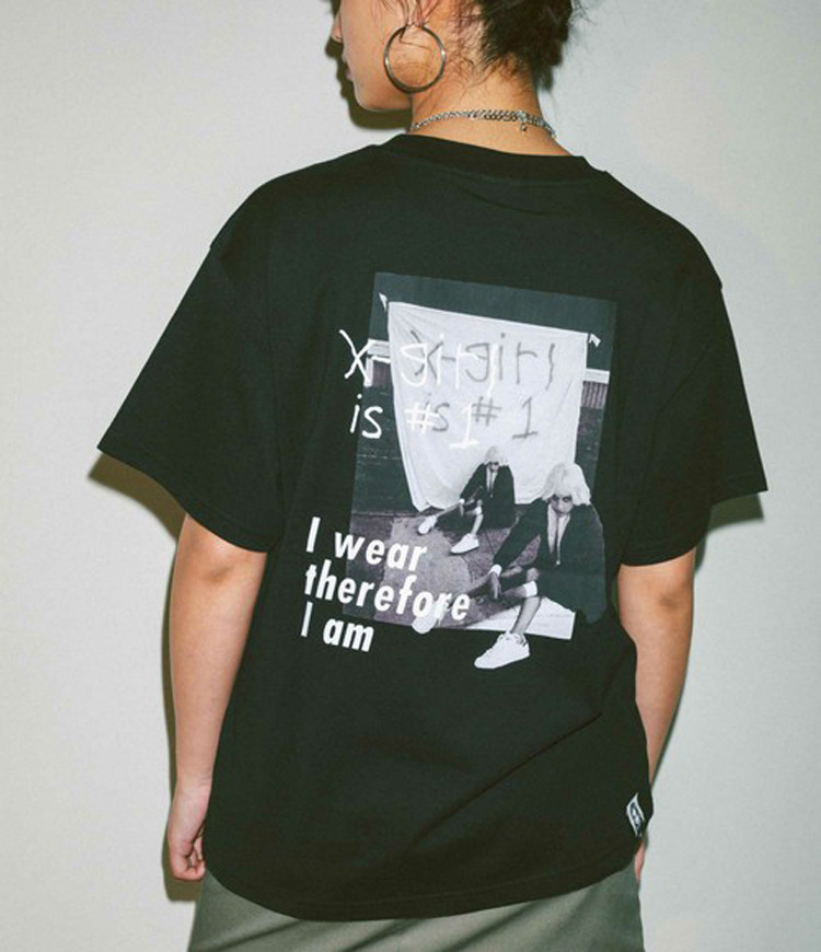 18夏新款 x-girl帅气百搭logo刺绣后背人物字母图案印花t恤 上衣