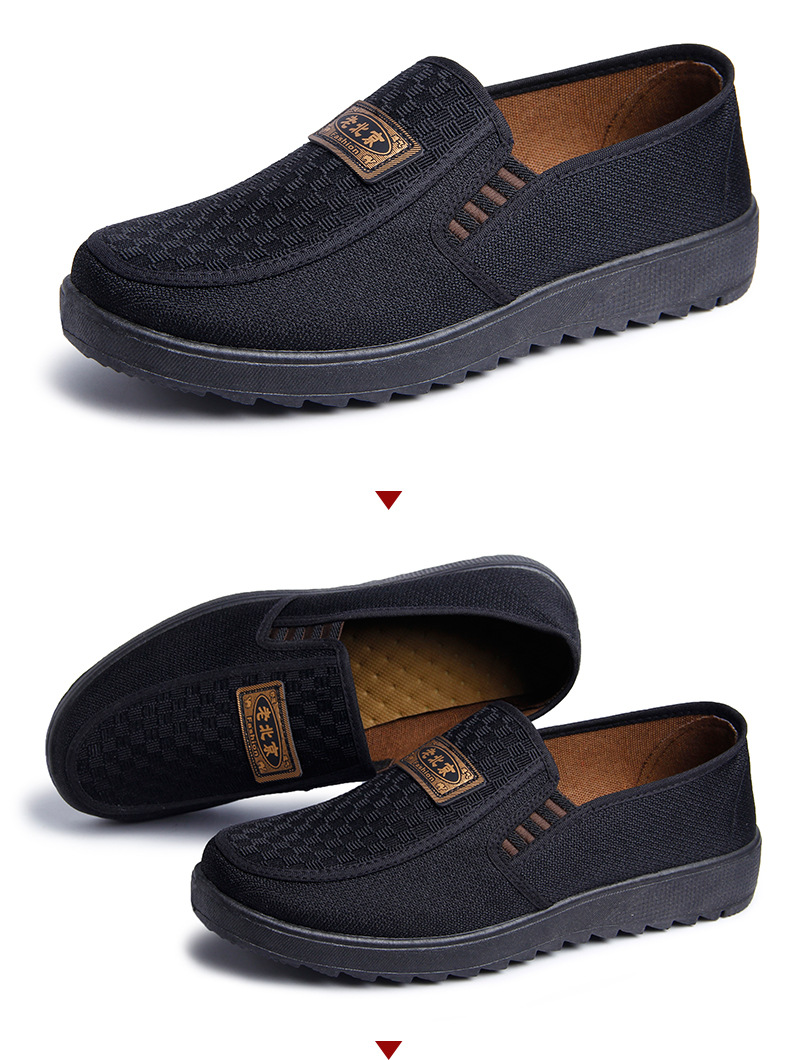 新款老北京布外盖鞋防滑中老年爸爸一脚蹬休闲鞋厂家直销一件代发