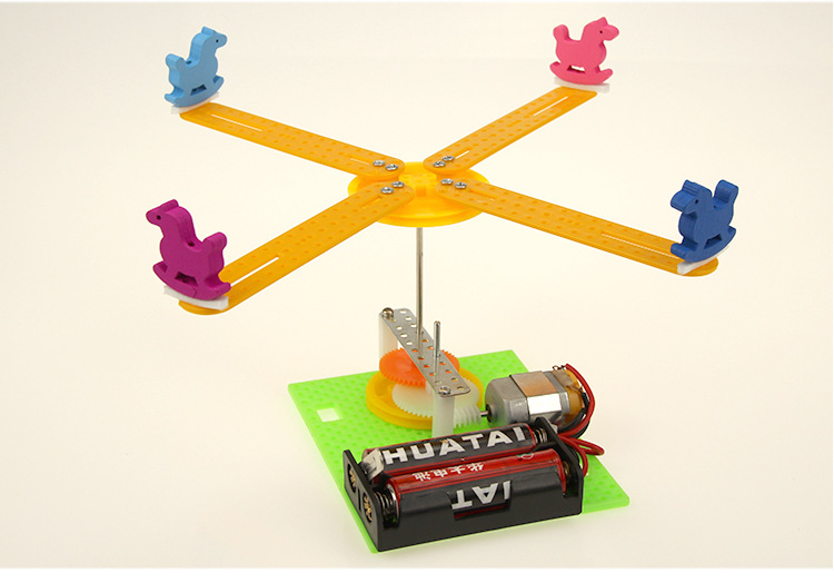 科技手工小制作旋转木马玩具diy儿童科学实验女孩创意模型材料