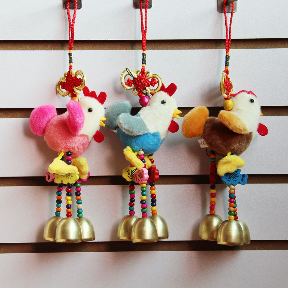 民族风手工布艺风铃 公鸡布绒挂饰 创意家居窗口墙面装饰工艺品