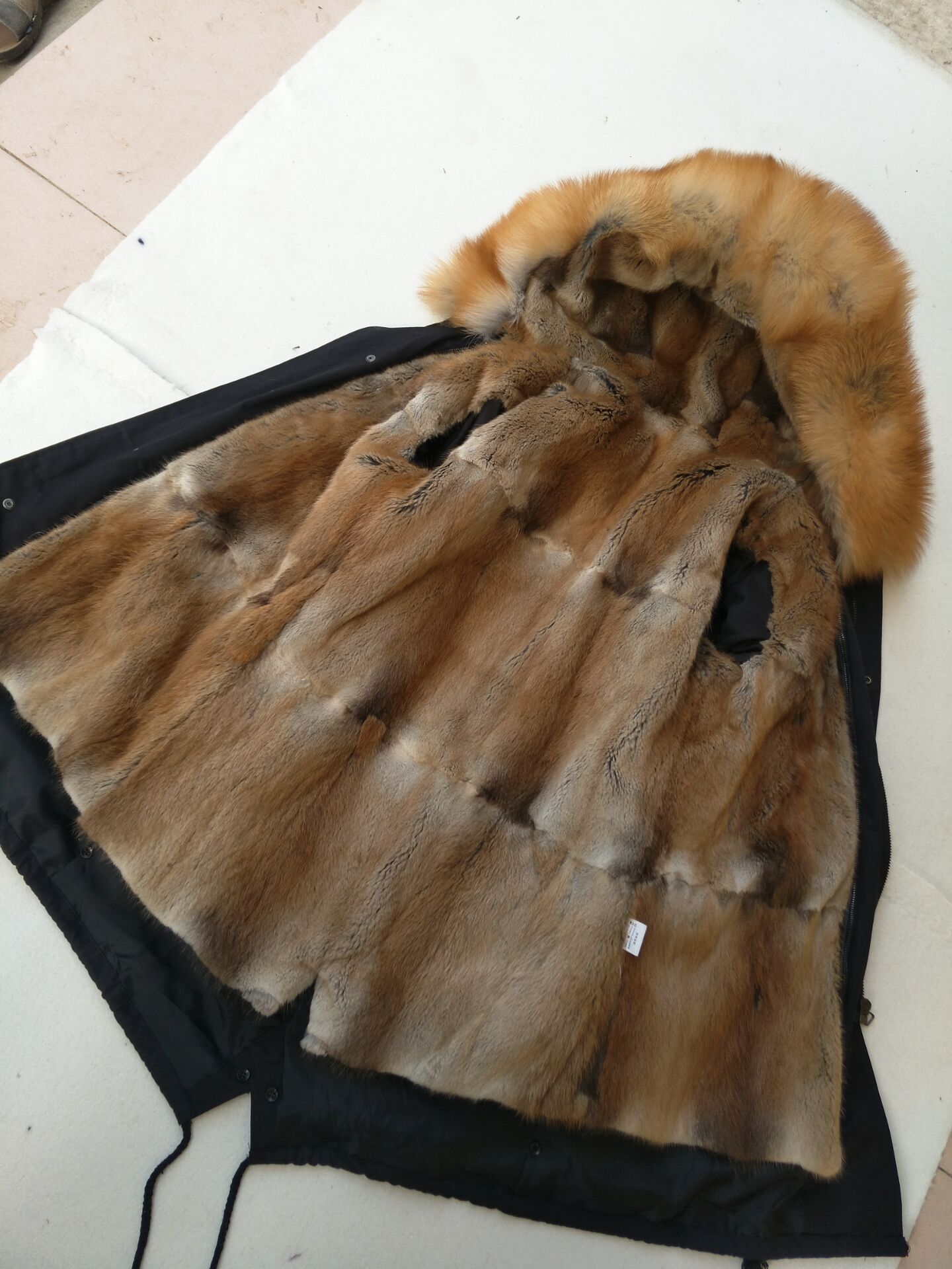 2019新款青根貂内胆派克服 皮草外套大衣女中长款速卖通真皮皮衣