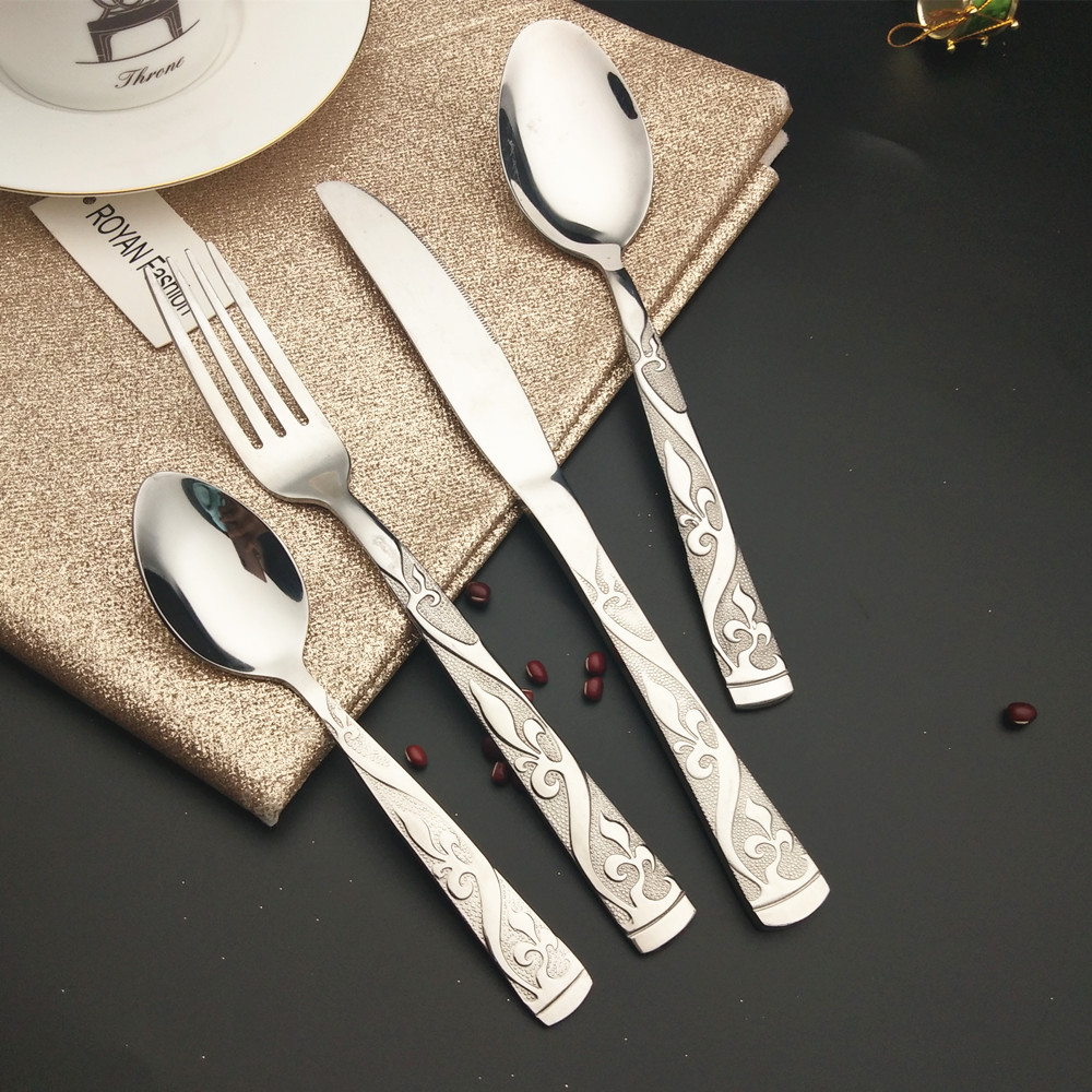 厂家直销亚马逊美国热销不锈钢餐具72件套复古84件套