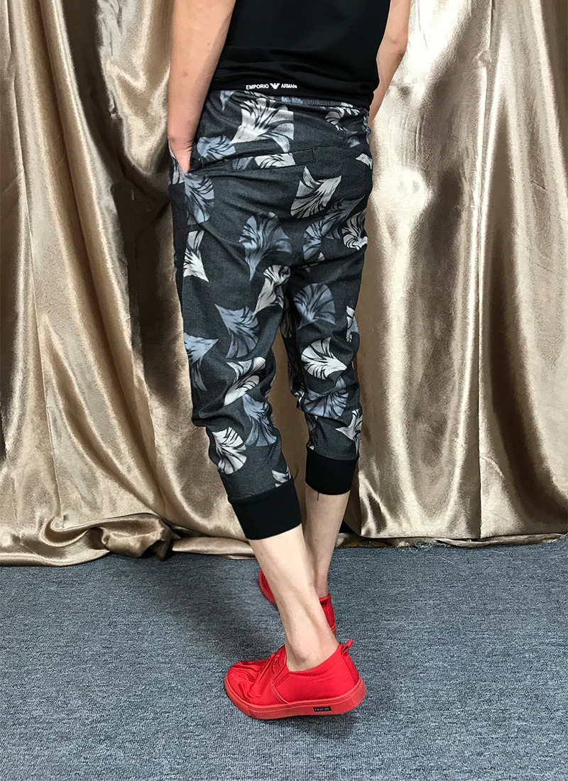 2018夏季精神小伙男裤子潮男修身小脚休闲九分裤社会小伙花裤子