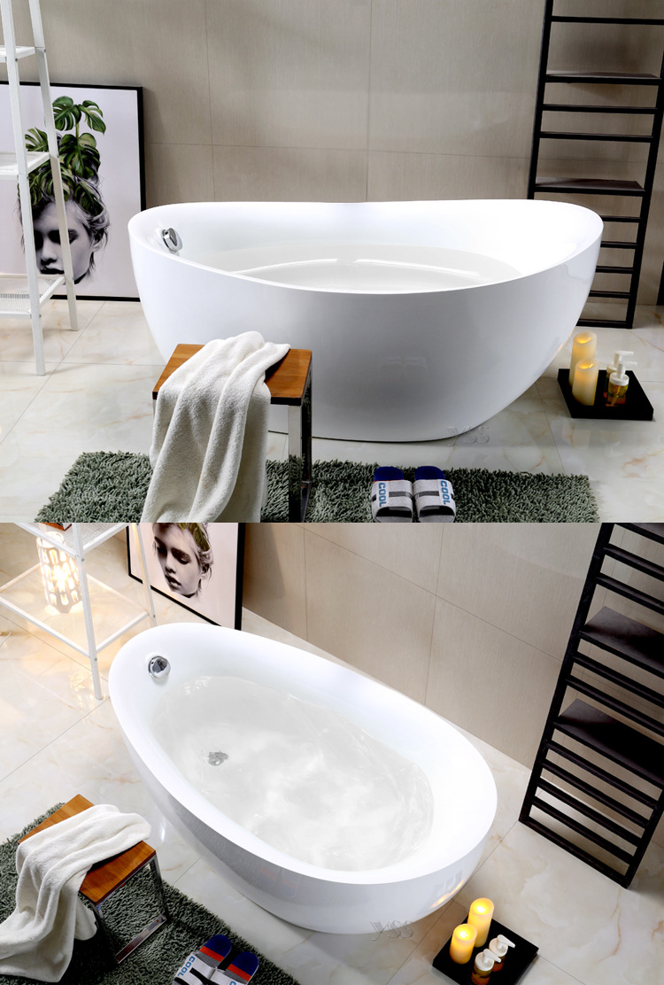 独立式浴缸浴盆 椭圆亚克力洗浴器 家用卫生间配套洁具 成人浴缸