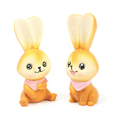 热卖树脂工艺品 q版公仔手办 田园兔汽车摆件 家居摆设树脂礼品