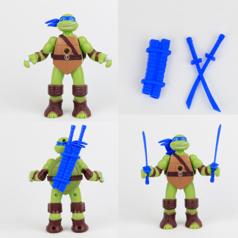 忍者神龟4款 tmnt14.5cm 投影 配武器可动人偶玩偶 模型手办 玩具