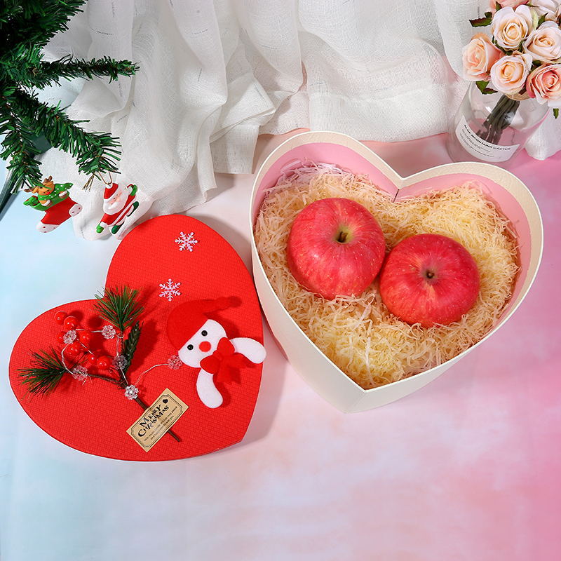 新款爱心圣诞节苹果盒平安夜礼品包装盒糖果礼物纸盒圣诞礼盒定制