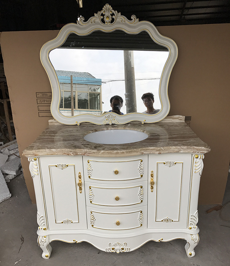 厂家直销欧式浴室柜弧形卫浴柜红橡木实木洗脸盆柜组合卫生间定做