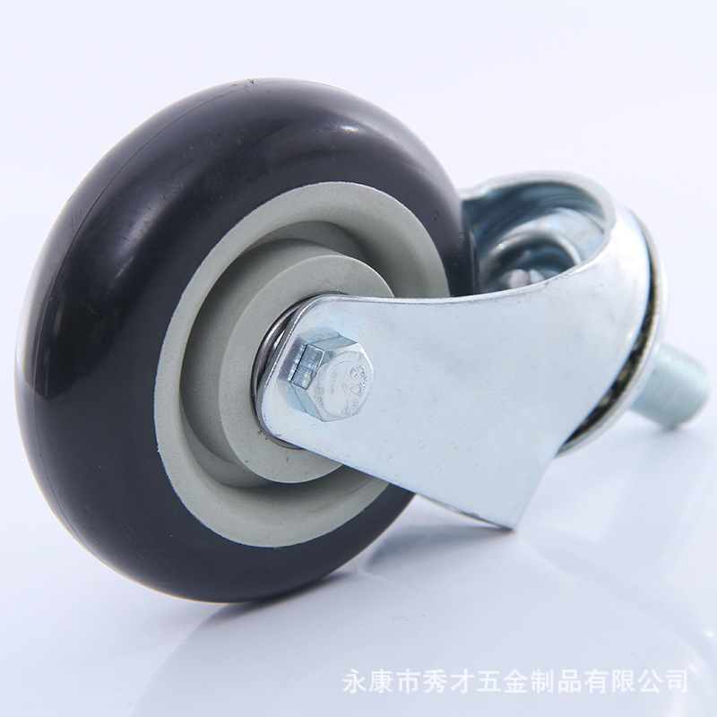 厂家直销万向脚轮 中型双轴pvc丝杆脚轮