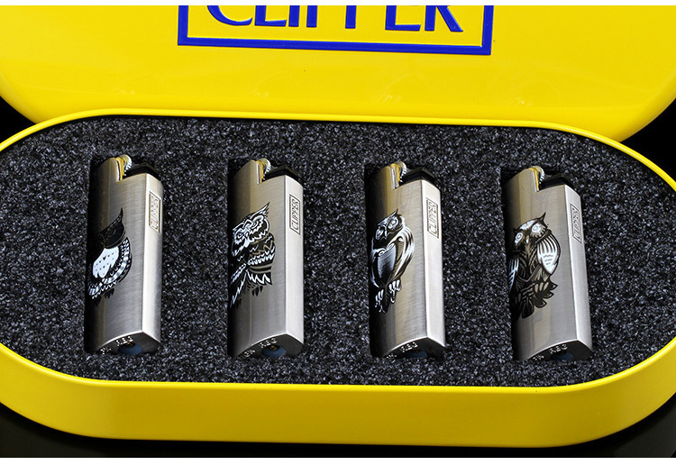 clipper可利福正品原装创意个性广告定制可充气砂轮火石扁打火机