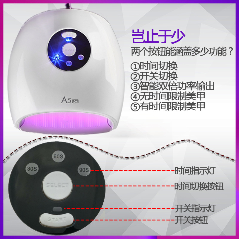 New Hot Lamp Nail Heating Lamp 48W Quick-Drying Nail Phototherapy Machine Sun UV Nail Lamp Not Black Hand Cross-Border