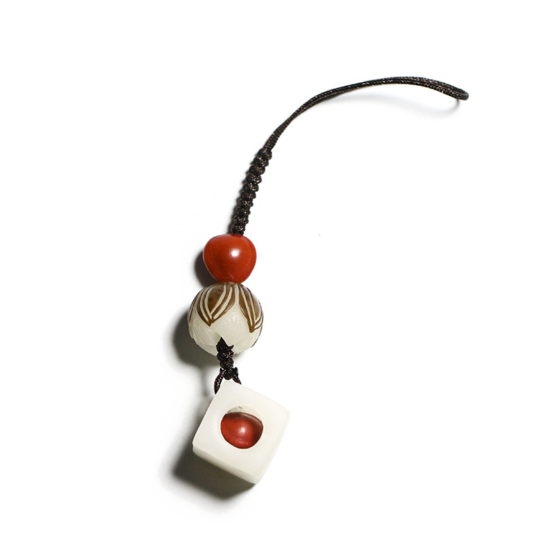 玲珑骰子安红豆项链白玉菩提根古风情侣吊坠手机链车钥匙扣挂件女