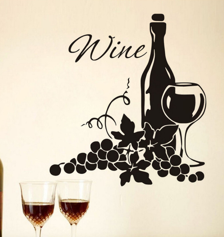 wine葡萄红酒一代精雕个性墙贴客厅卧室沙发背景墙mua1034 a10186